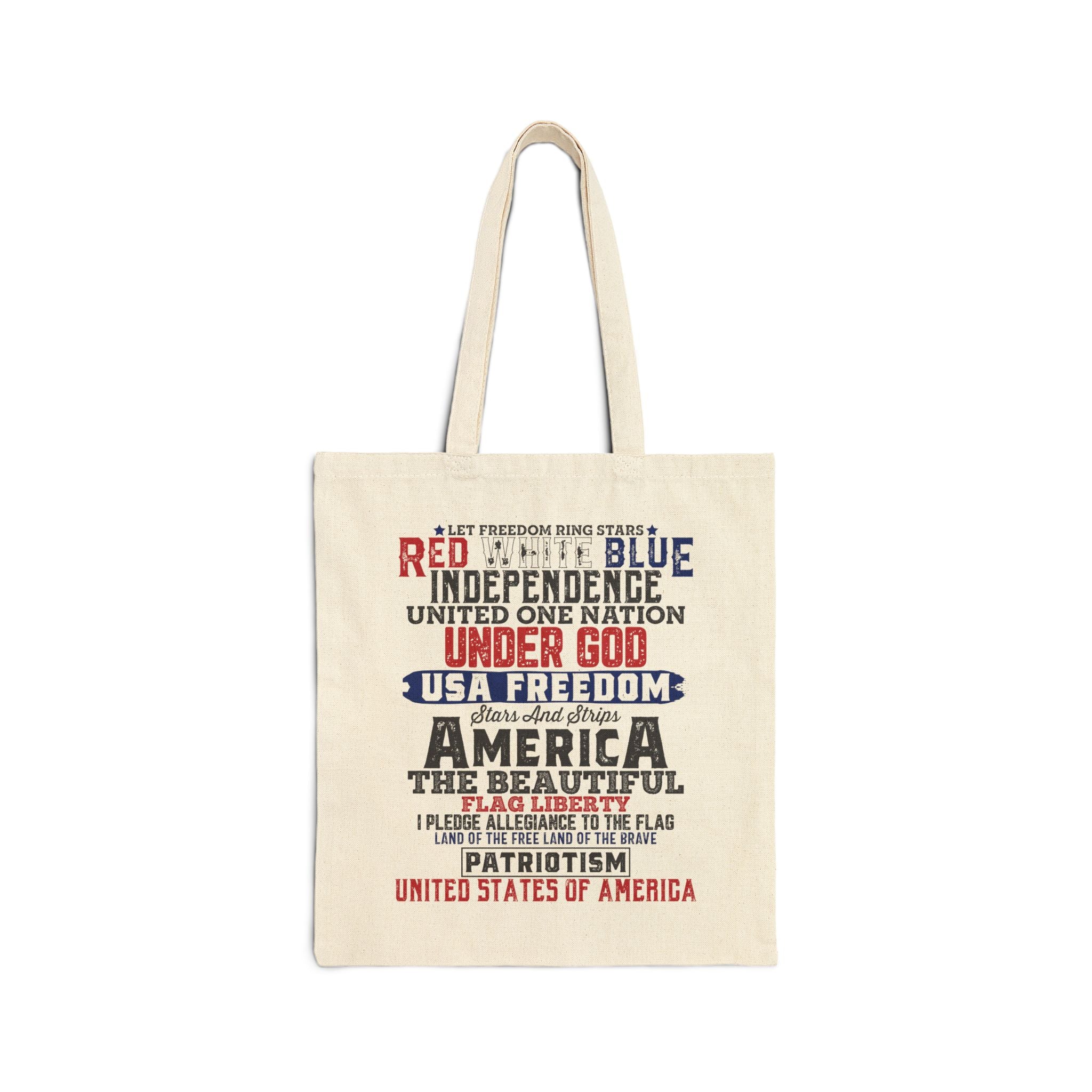 Patriotic Cotton Canvas Tote Bag