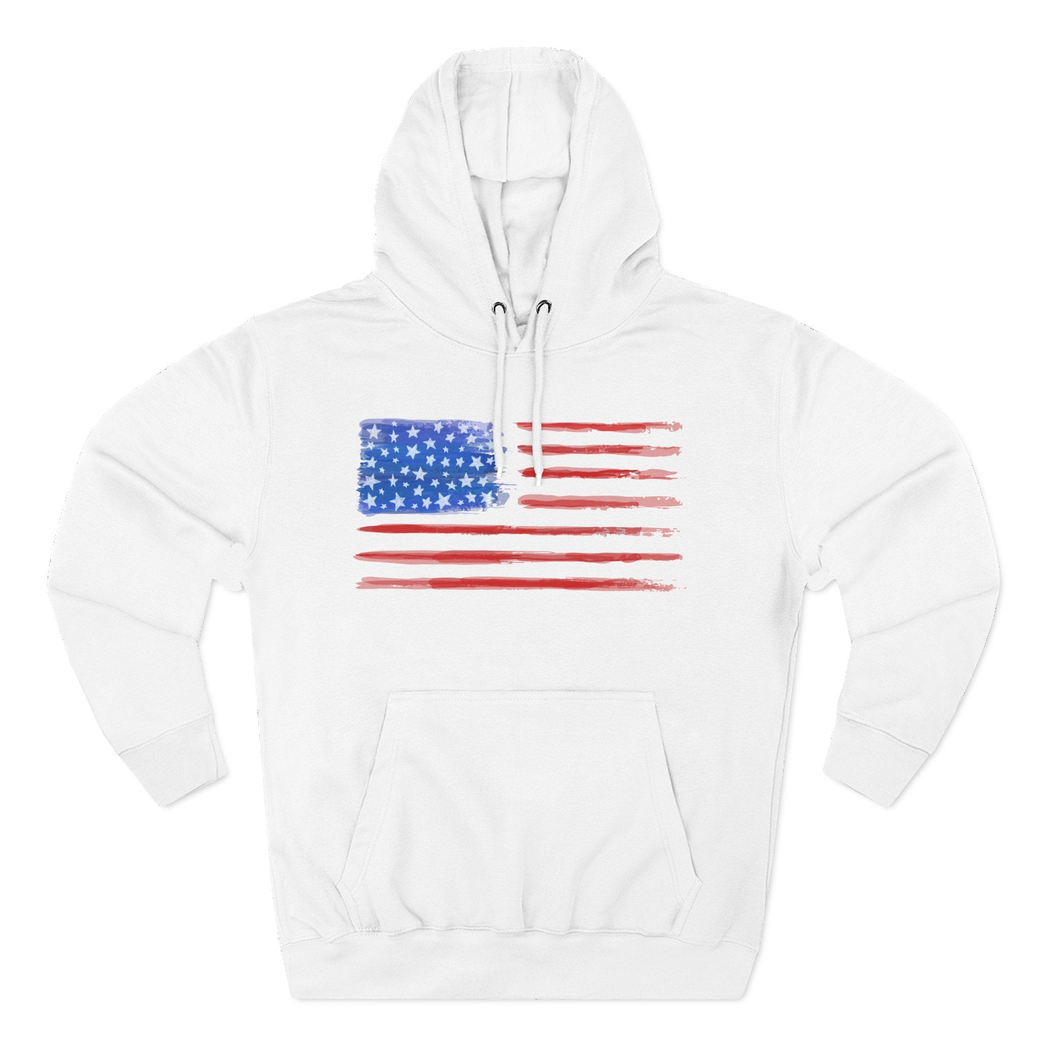 Patriotic Three-Panel Fleece Hoodie, USA Flag Sweatshirt, Cozy Hoodie, Gift for Veterans, Holiday Apparel