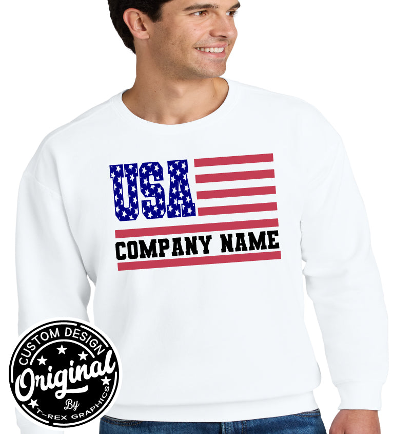 USA Flag With Company Name
