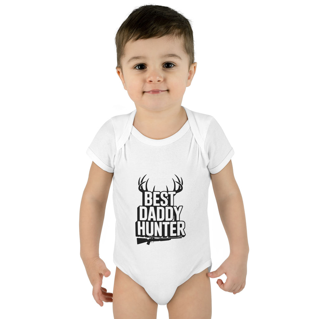 Best Daddy Hunter Infant Bodysuit Black Text