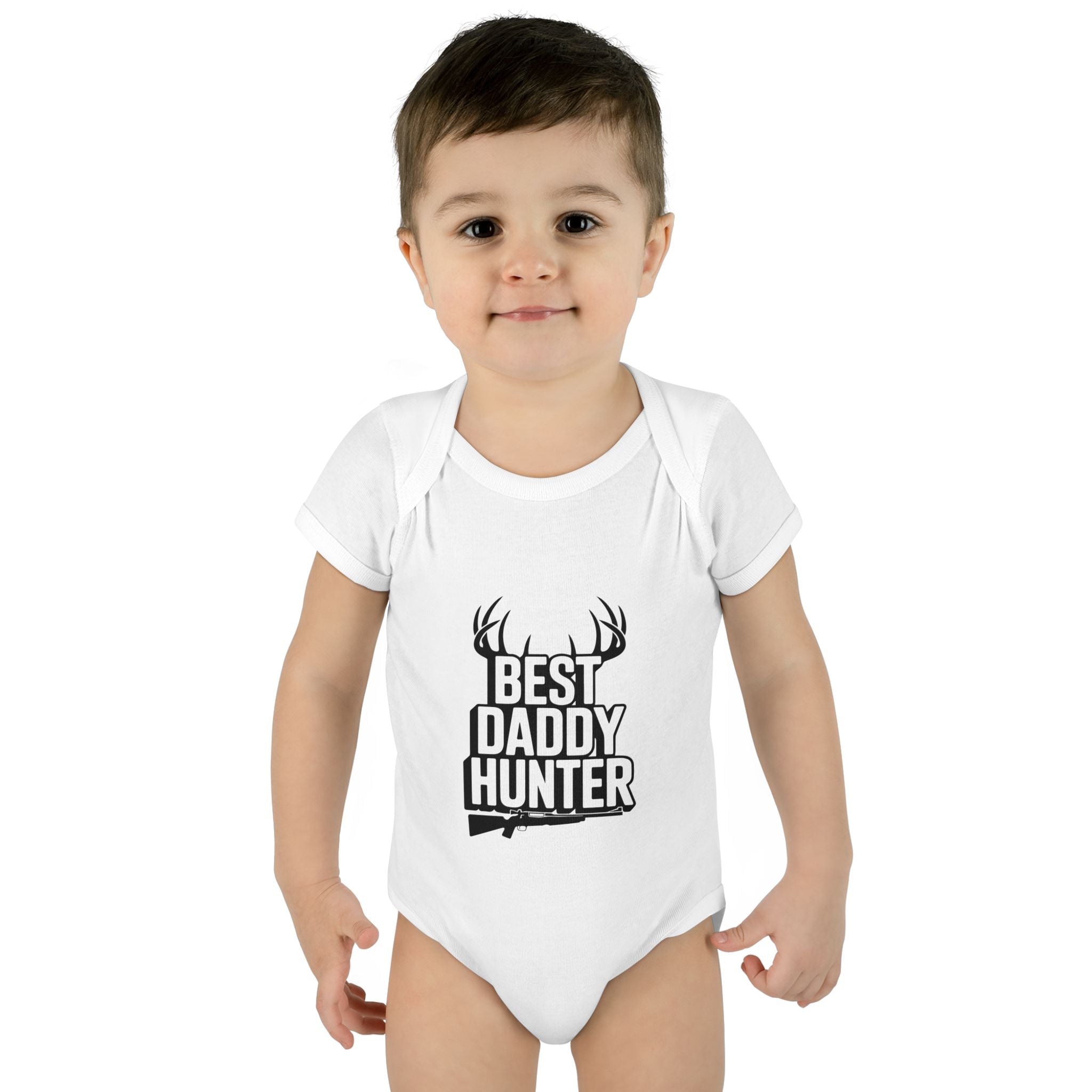 Best Daddy Hunter Infant Bodysuit Black Text