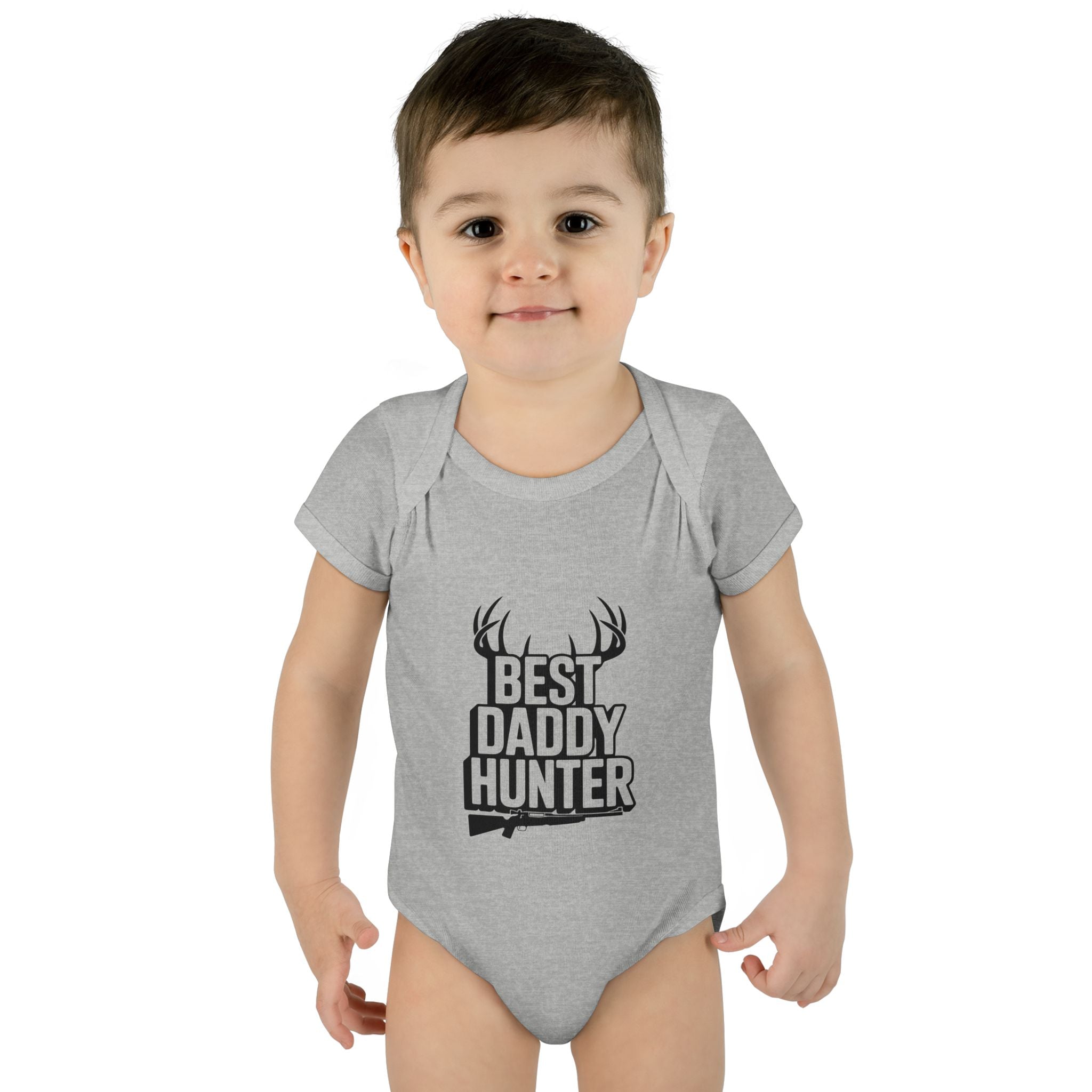 Best Daddy Hunter Infant Bodysuit Black Text