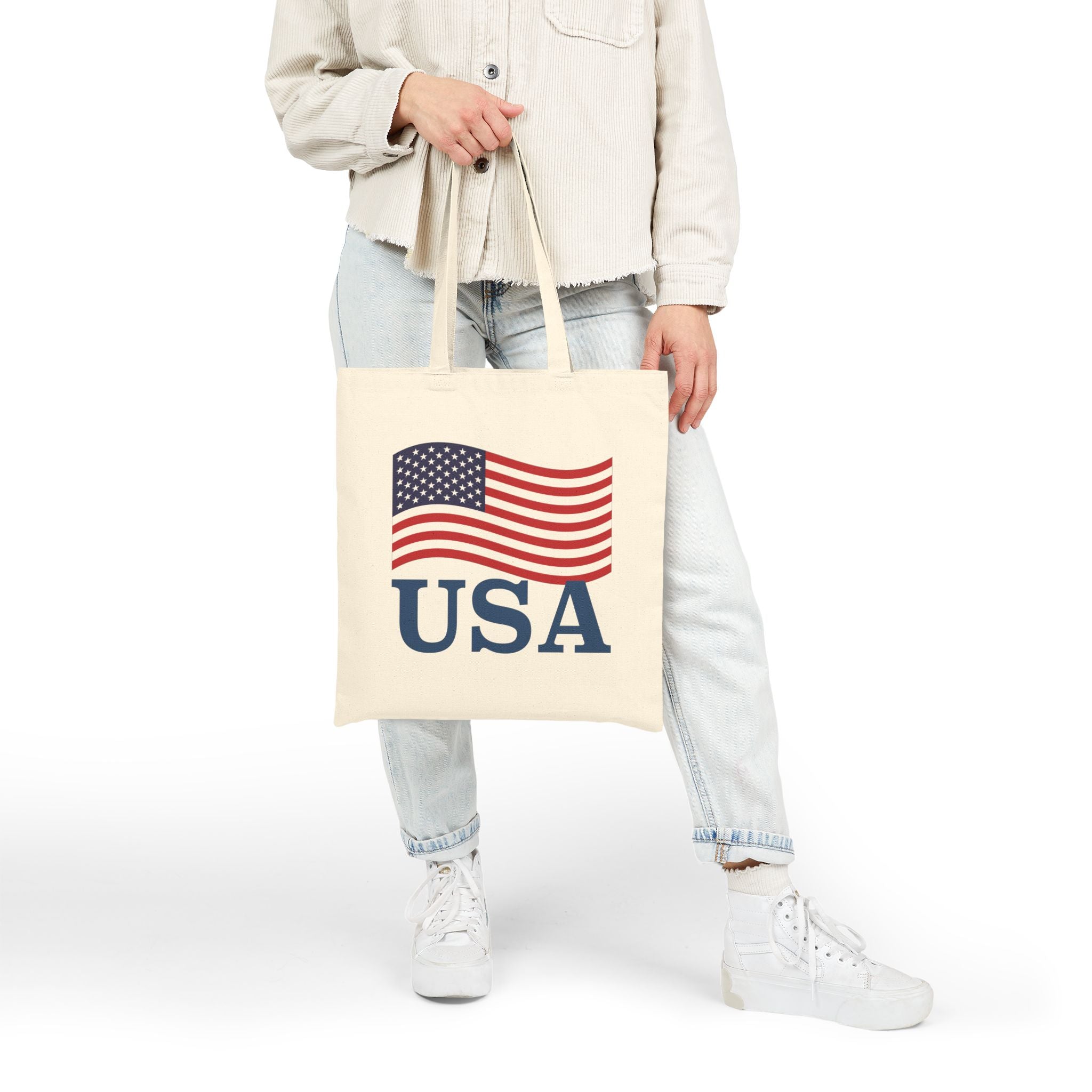 Patriotic Cotton Canvas Tote Bag