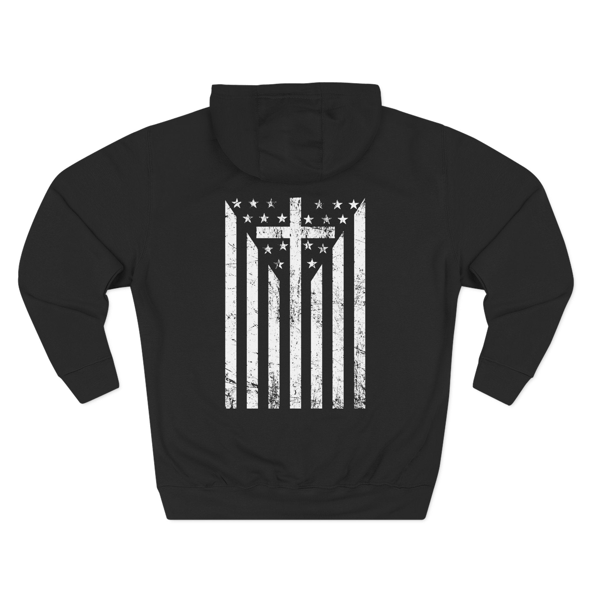Patriotic Three-Panel Fleece Hoodie, Cozy Sweatshirt for Casual Outings, Fall/Winter Essential, Gift for Veterans, Memorial Day Apparel