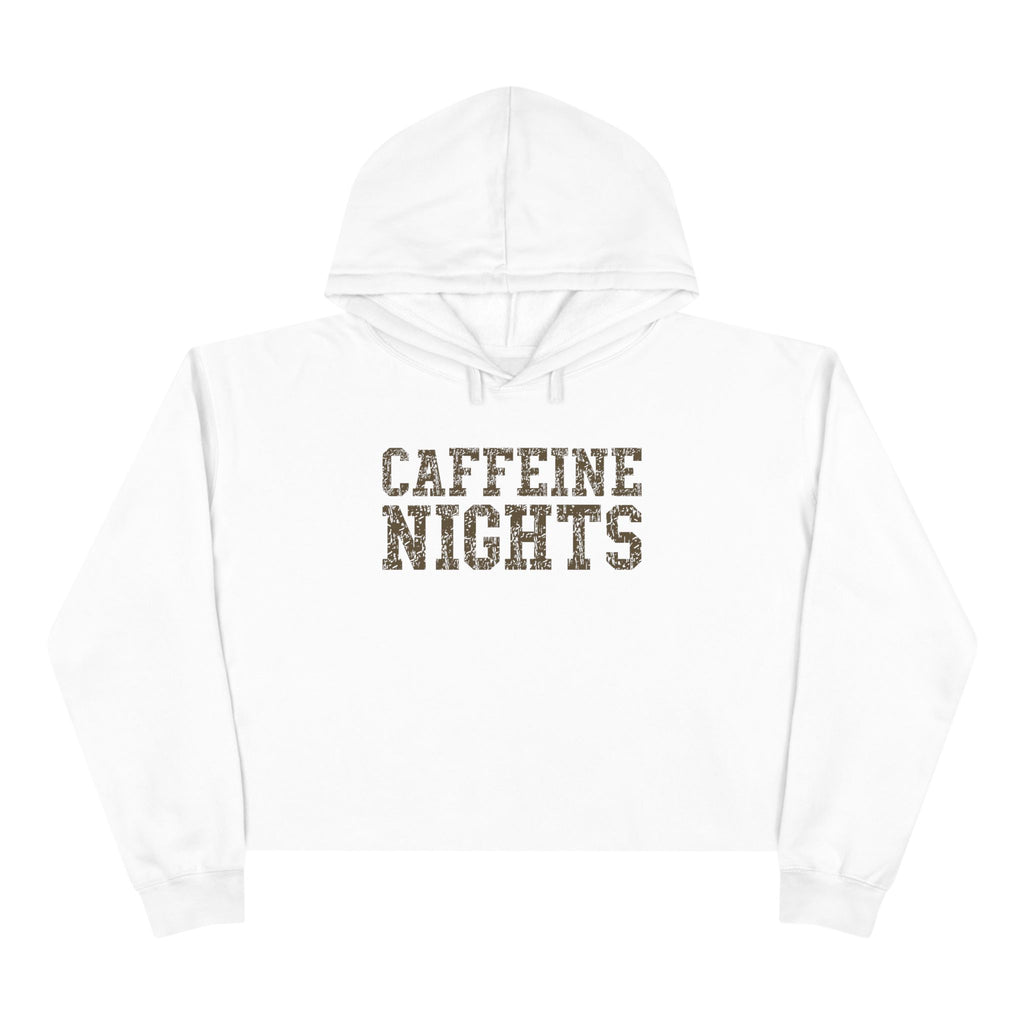 Caffeine Nights Crop Hoodie - Trendy Sweatshirt for Coffee Lovers, Casual Wear, Gift for Her, Relaxed Style, Perfect for Fall Nights