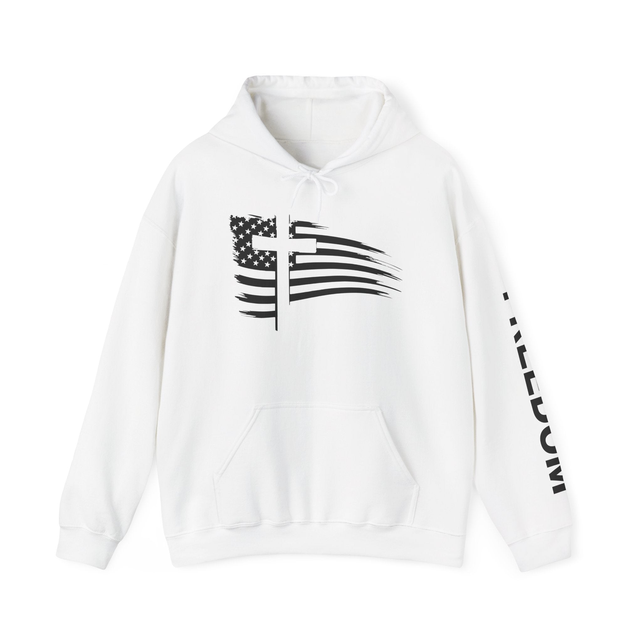 Patriotic Graphic Hoodie, Unisex Heavy Blend Hooded Sweatshirt, USA Flag Sweatshirt, Gifts for Veterans, Casual Wear, Comfortable Hoodie