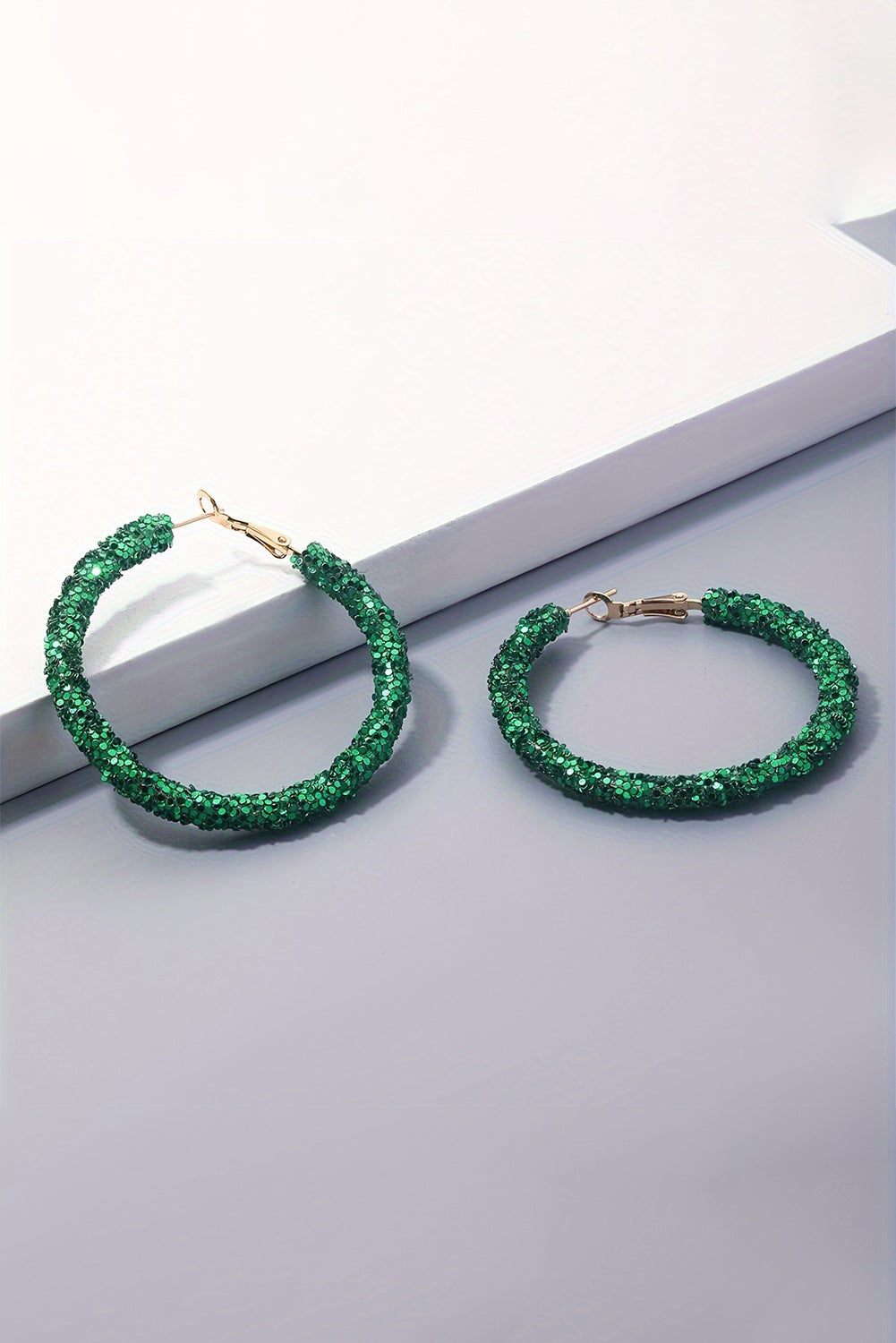 Dark Green MSU Sequin Loop Earrings
