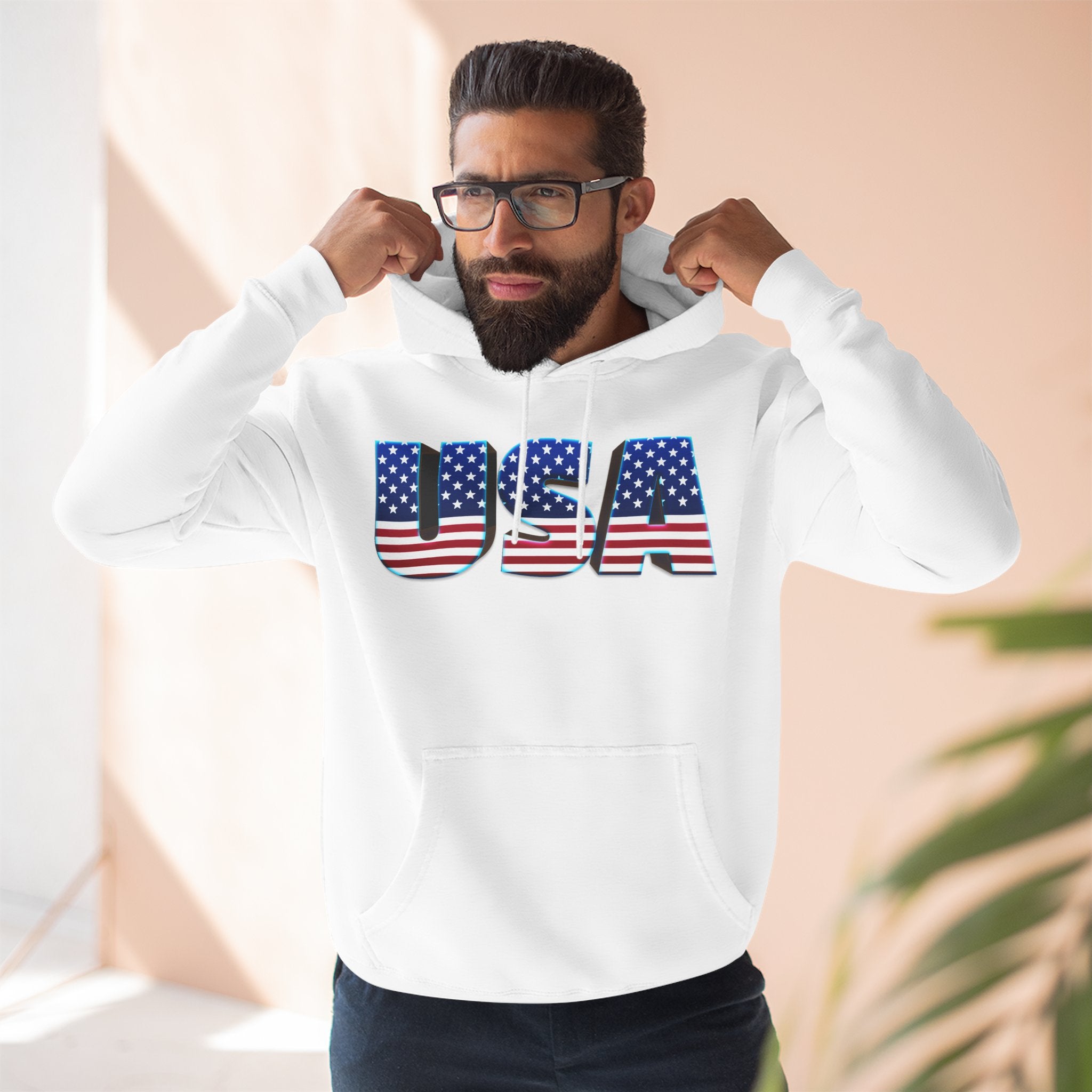 American Flag USA Hoodie - Cozy Fleece Sweatshirt for Holidays, Gifts, Sports, Independence Day, Summer