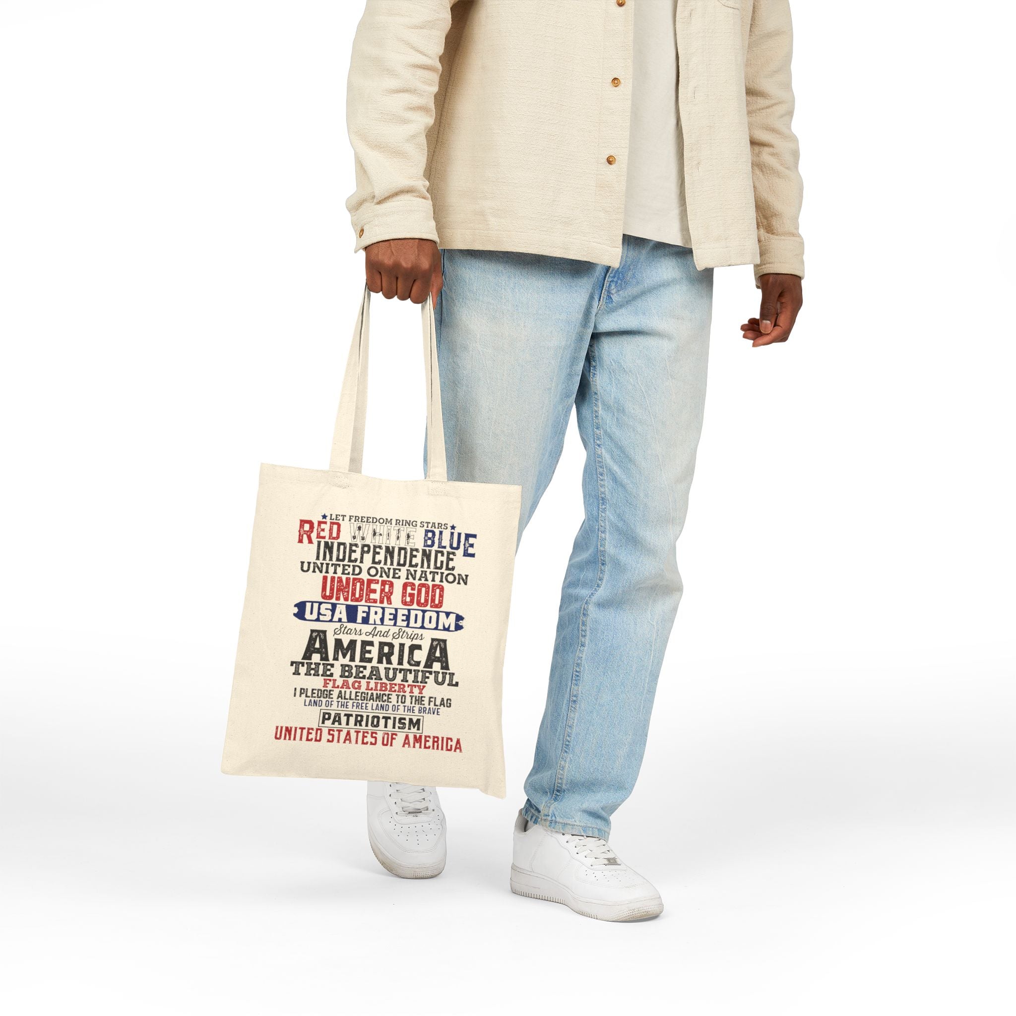 Patriotic Cotton Canvas Tote Bag