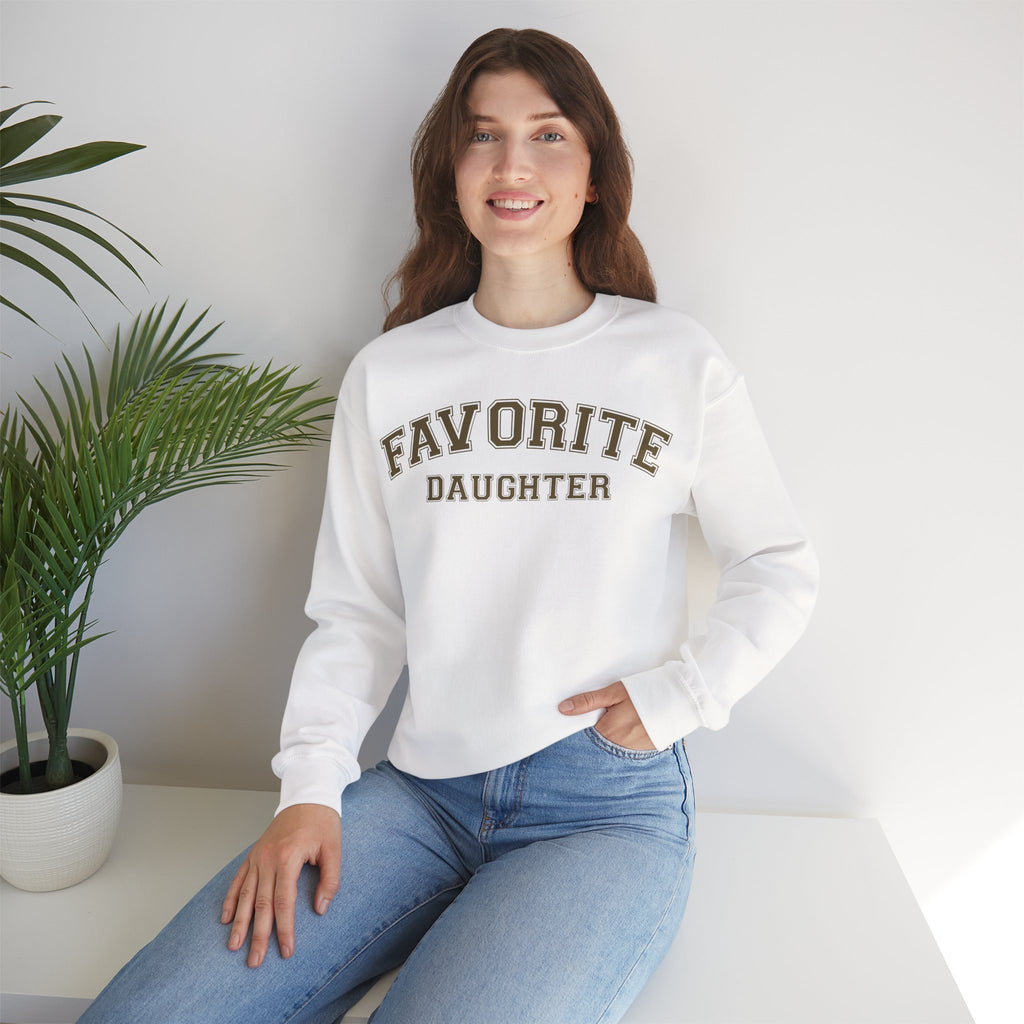 Favorite Daughter Crewneck Sweatshirt, Cozy Gift for Mom, Birthday Present, Family Gatherings, Casual Layer