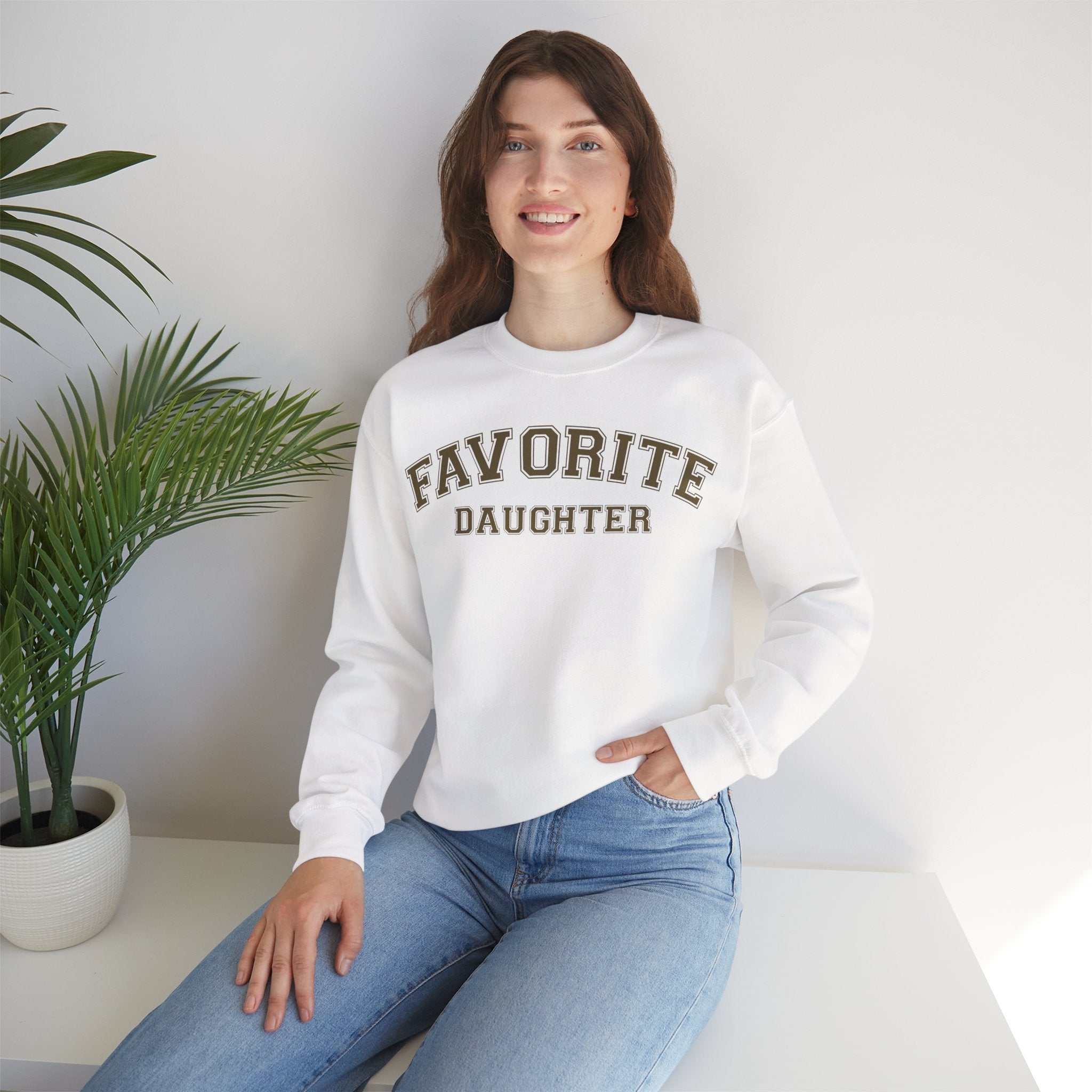 Favorite Daughter Crewneck Sweatshirt, Cozy Gift for Mom, Birthday Present, Family Gatherings, Casual Layer