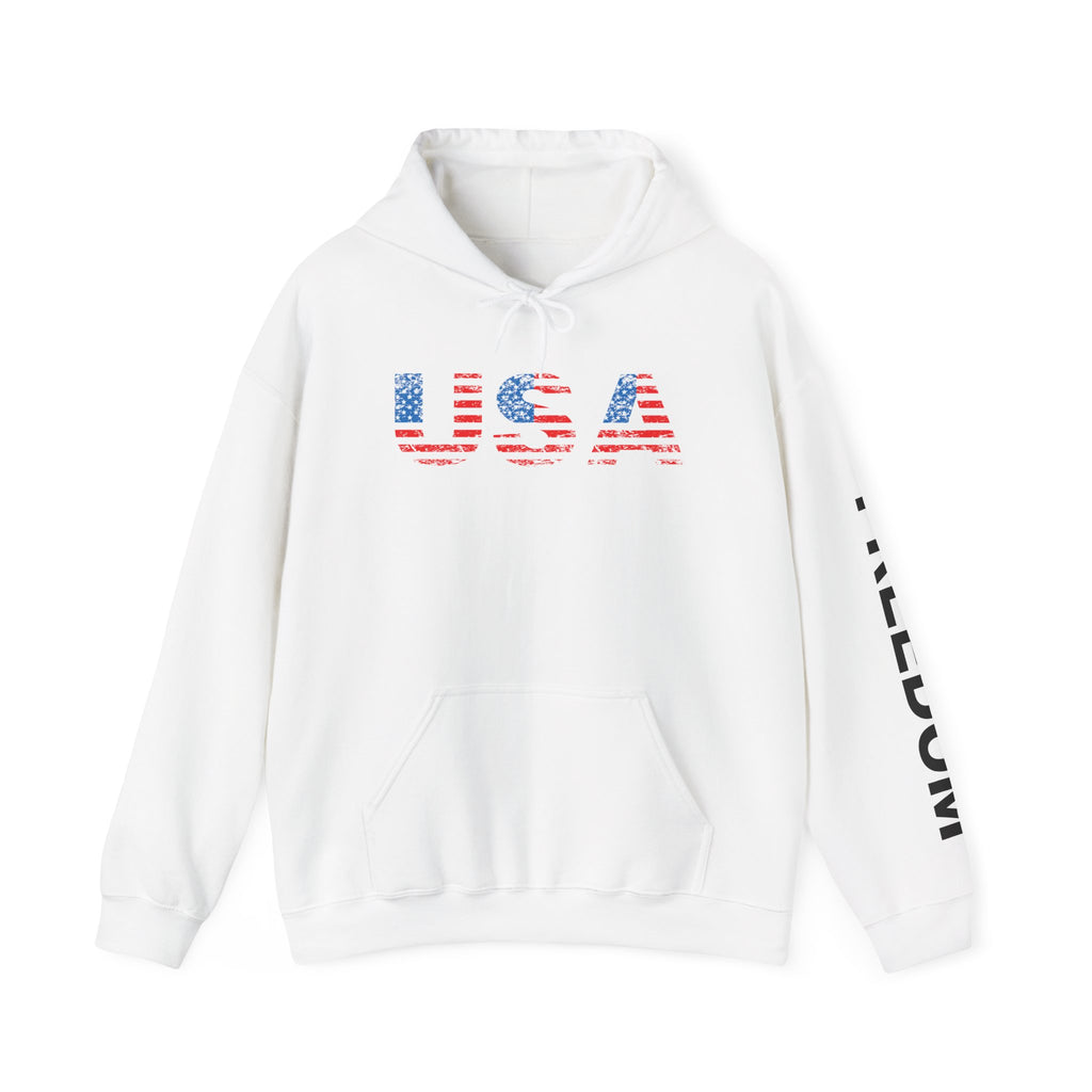 USA Freedom Hooded Sweatshirt - Cozy Unisex Pullover, Perfect for Patriotic Events, Casual Wear, Independence Day, Gift Ideas
