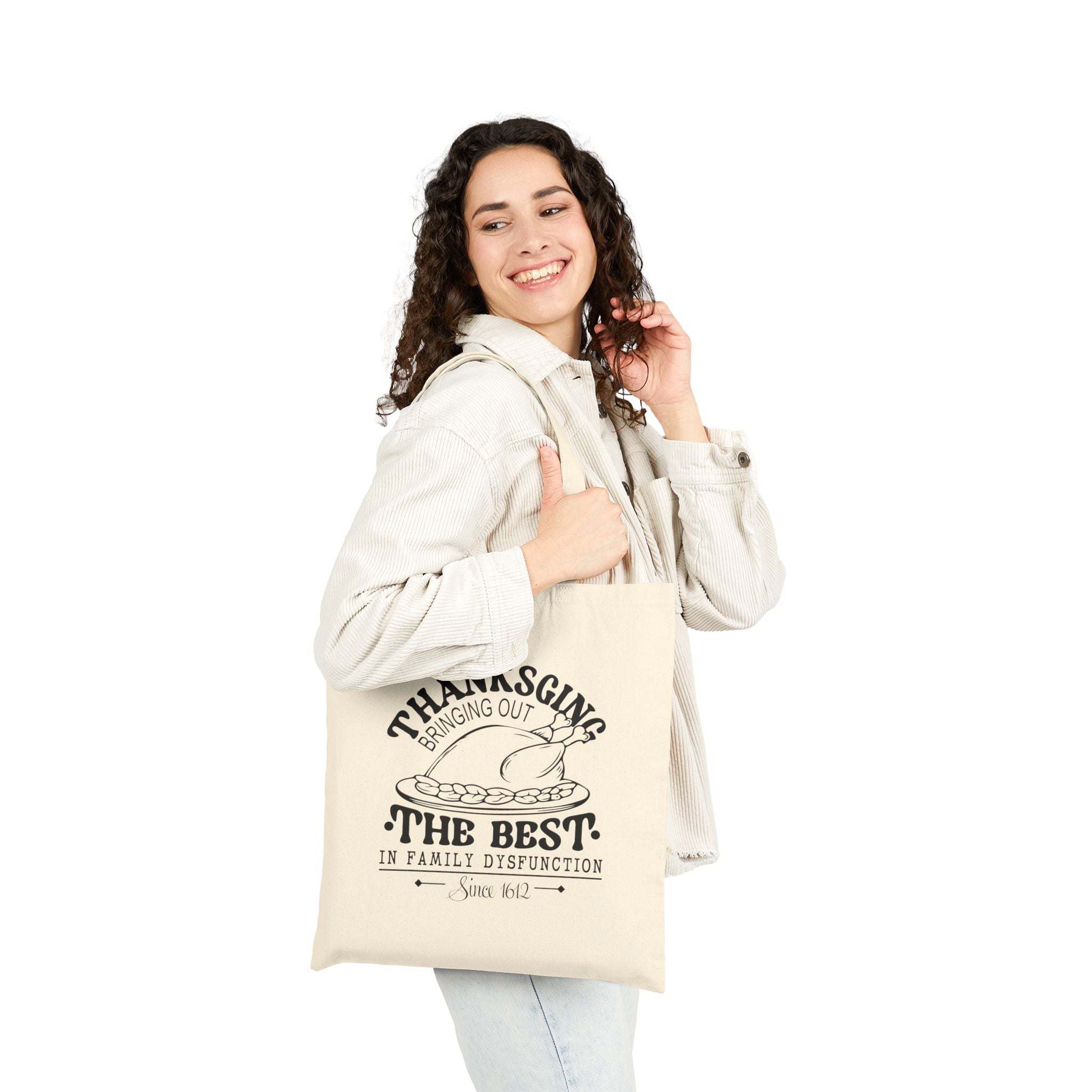 Thanksgiving Canvas Tote Bag - Fun Family Disjunction