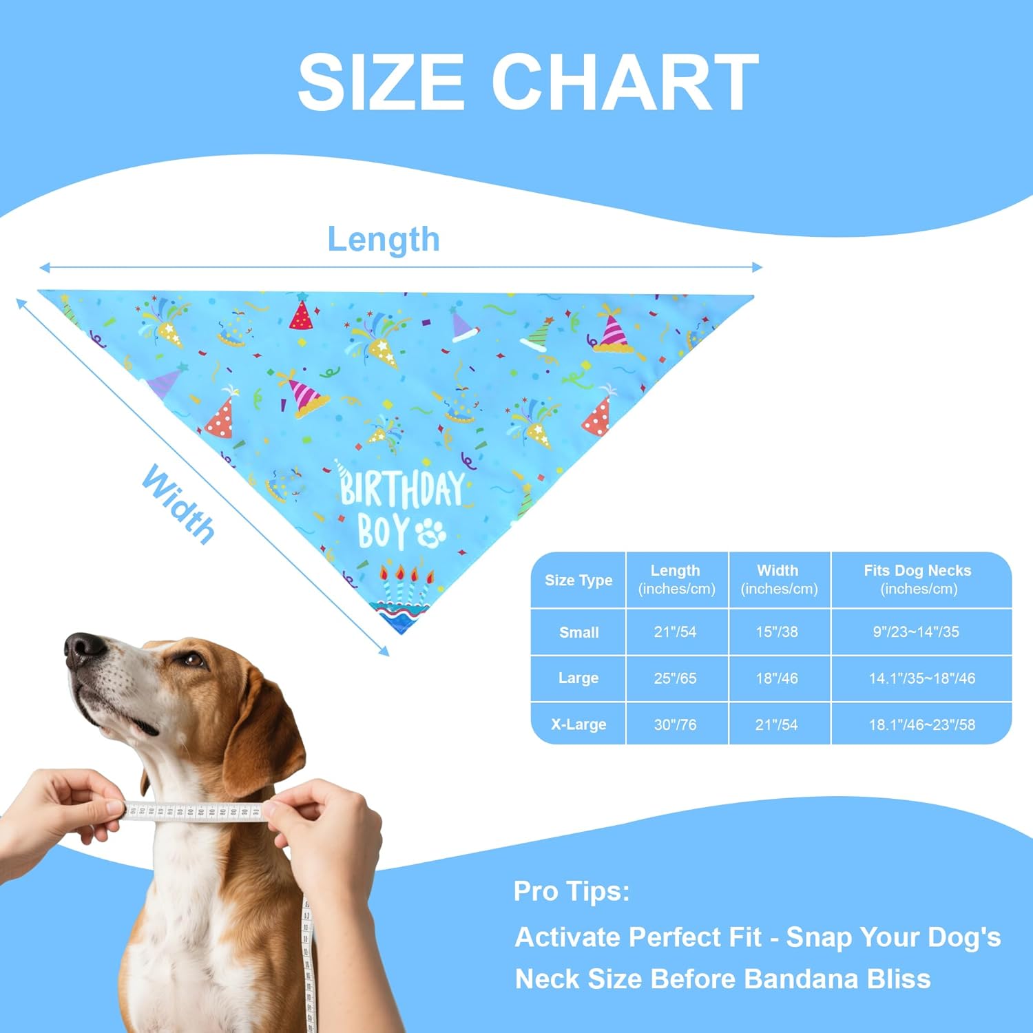 Custom Birthday Boy Blue Dog Bandana Quality Polyester