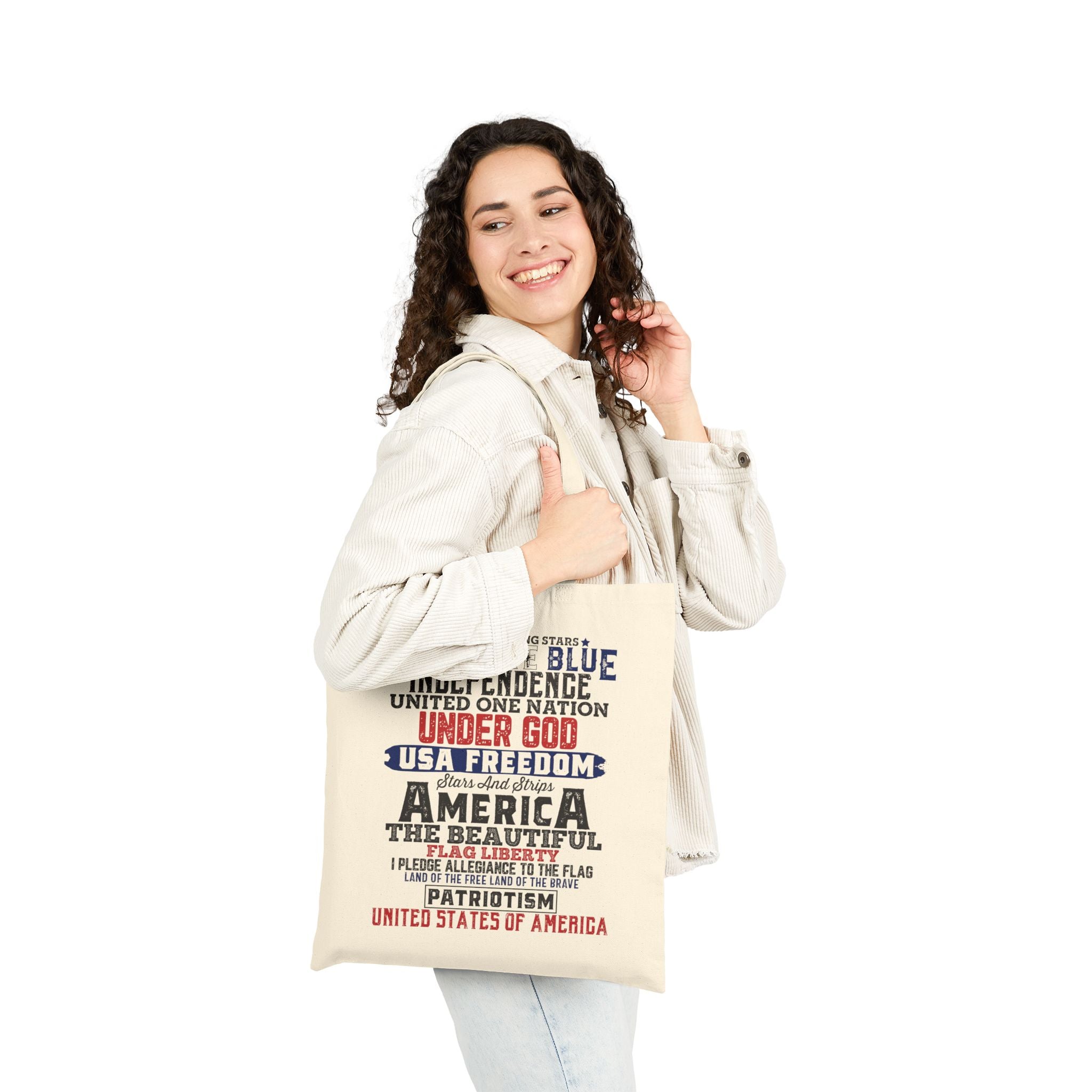 Patriotic Cotton Canvas Tote Bag