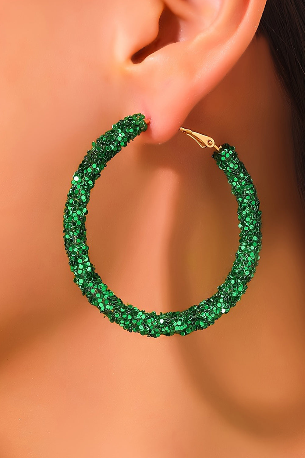 Dark Green MSU Sequin Loop Earrings