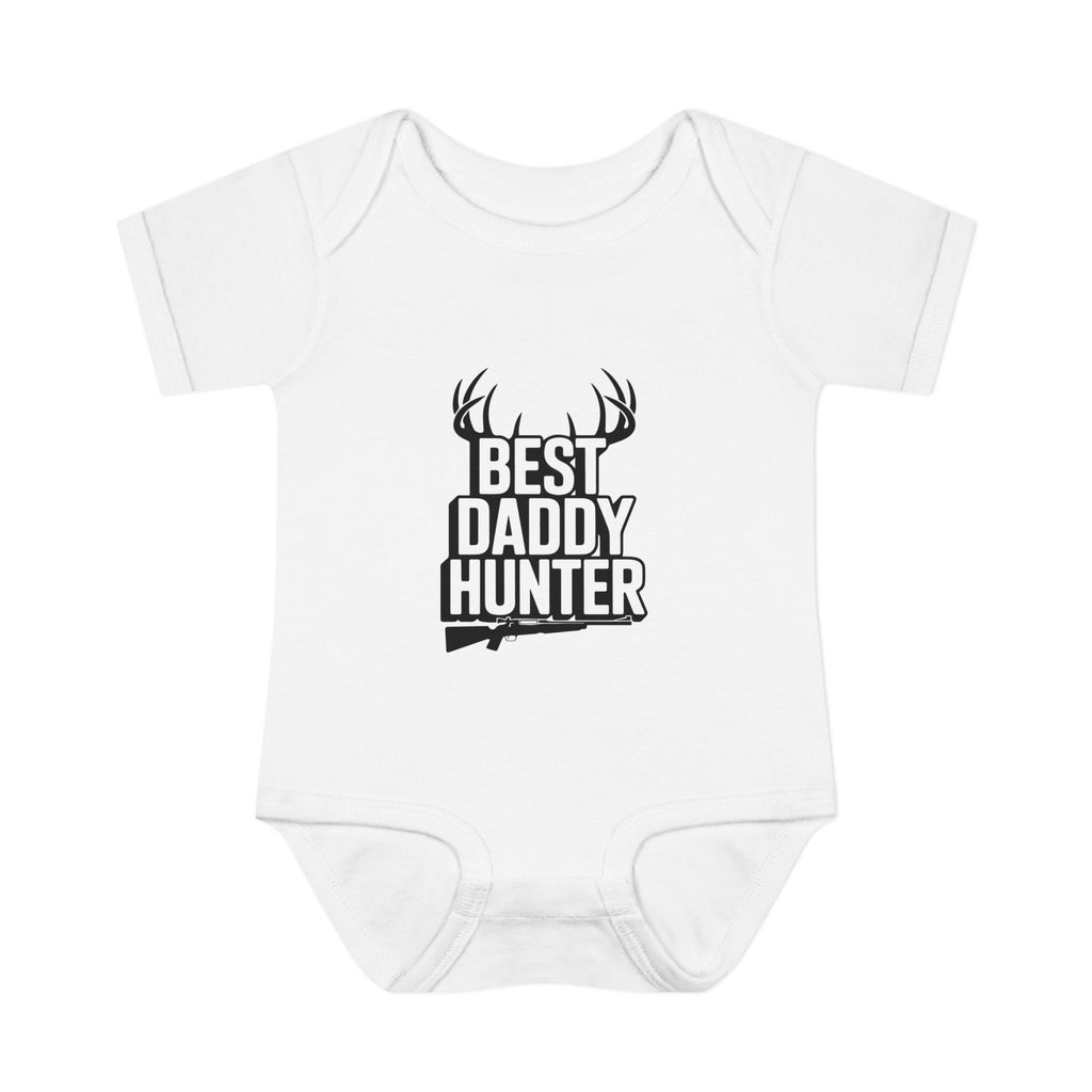 Best Daddy Hunter Infant Bodysuit Black Text
