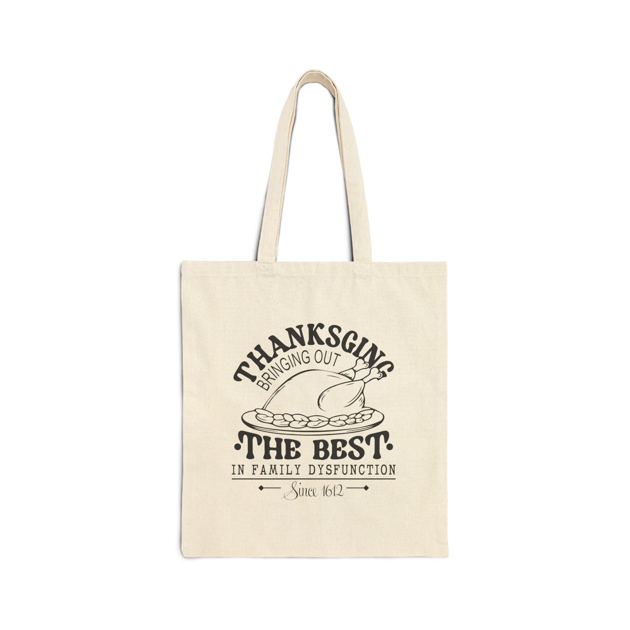 Thanksgiving Canvas Tote Bag - Fun Family Disjunction