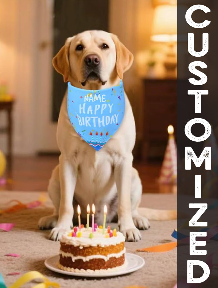Custom Birthday Boy Blue Dog Bandana Quality Polyester