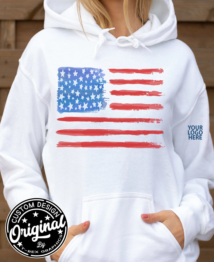 Water Paint American Flag Hoodie