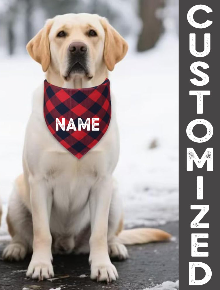Custom Dog Bandana Red Plaid Quality Polyester